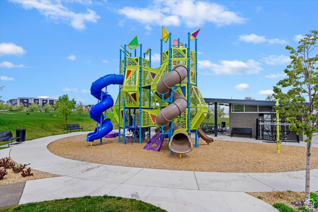 Community play area with a yard