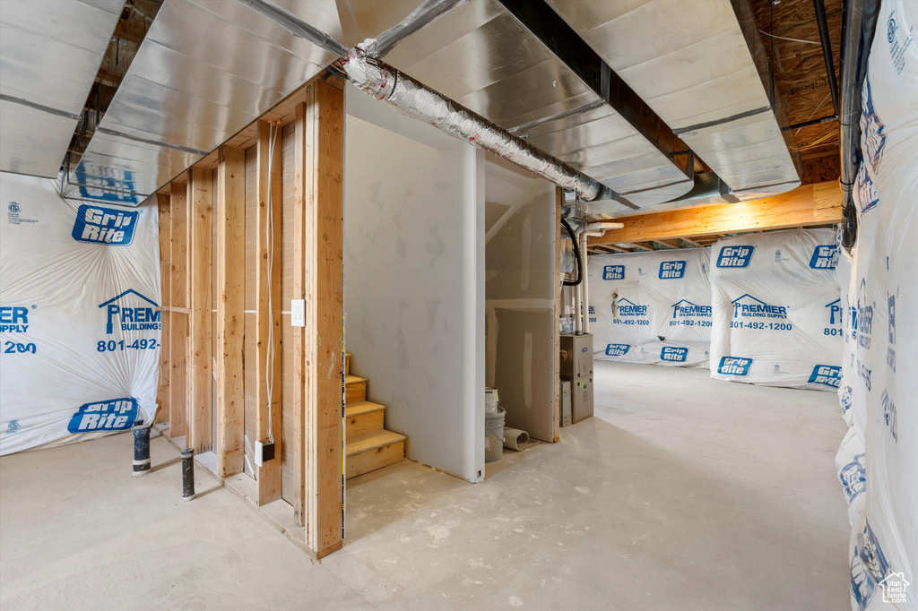 Unfinished below grade area with stairs