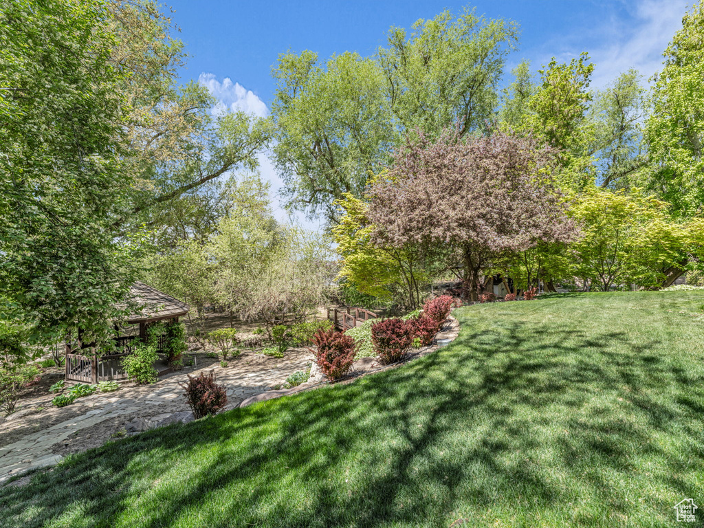 View of yard featuring a gazebo
