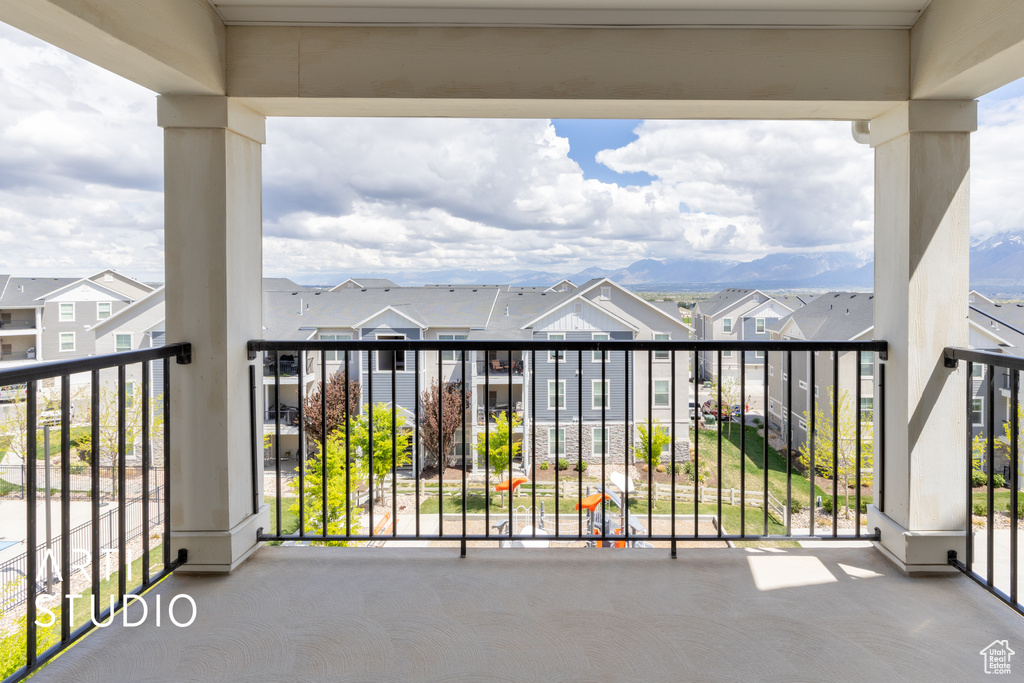 Balcony featuring a residential view
