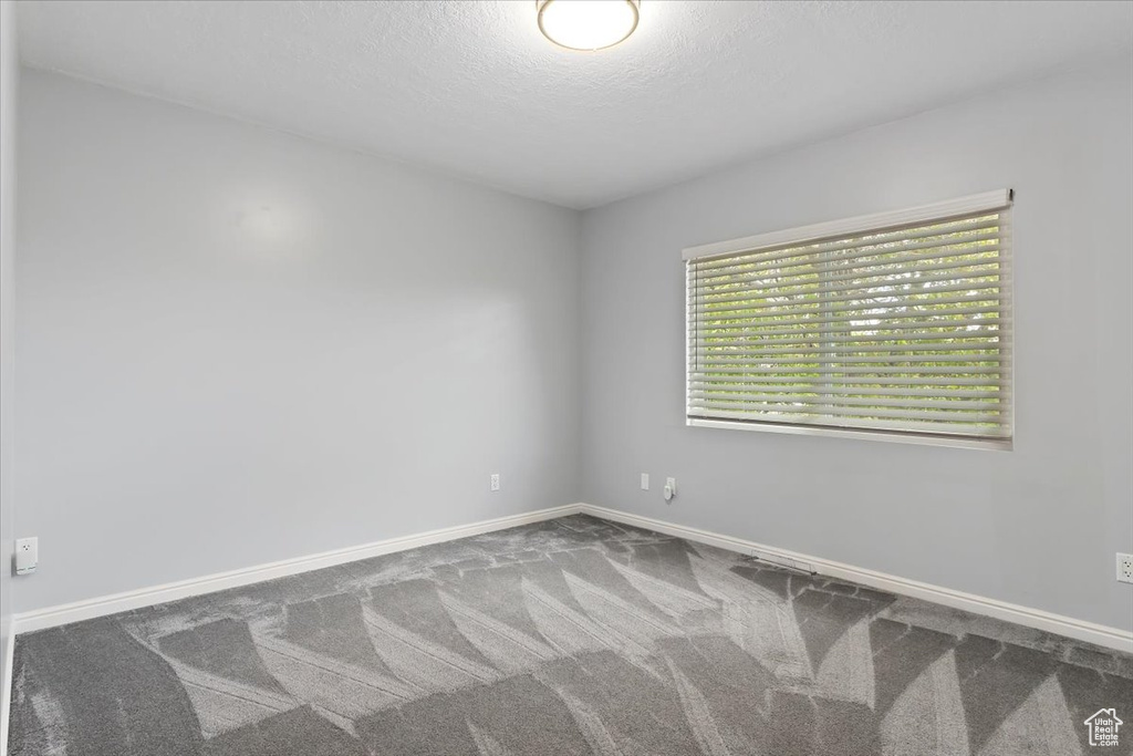 Spare room featuring carpet floors, a textured ceiling, and baseboards