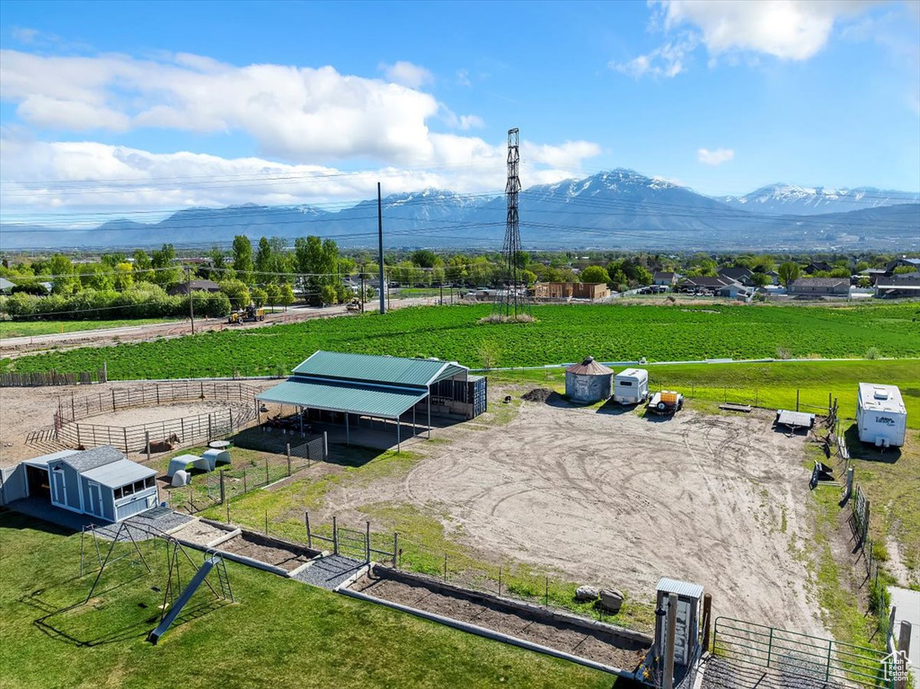 Exterior space with a mountain view and a rural view