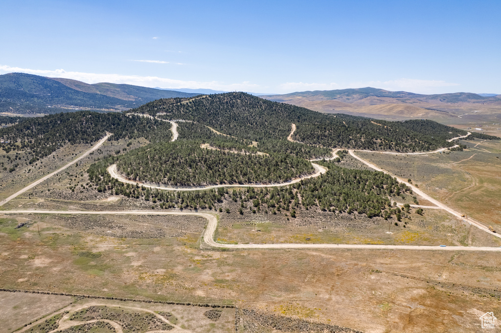 Aerial view featuring a mountain view and a rural view