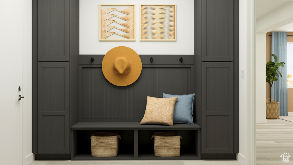 Mudroom featuring wood finished floors