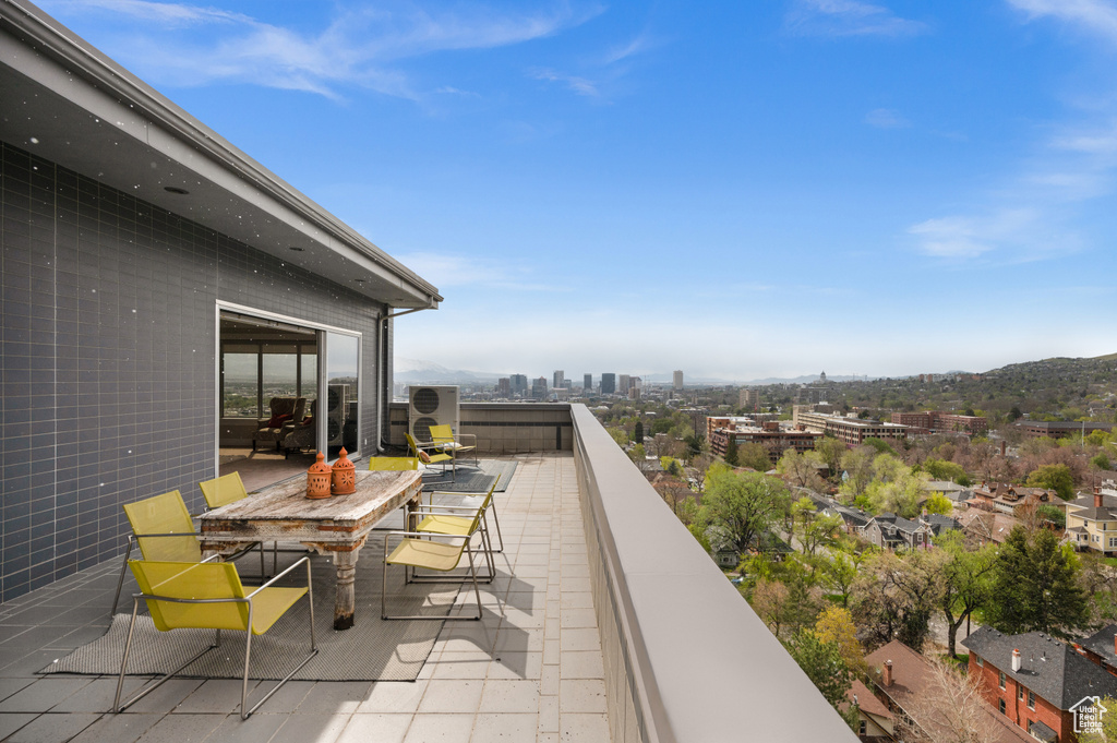 Balcony with a view of city