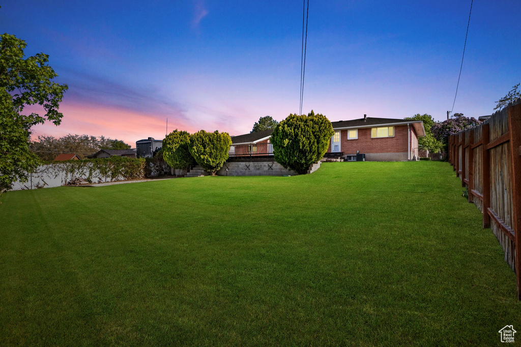 View of yard featuring a fenced backyard