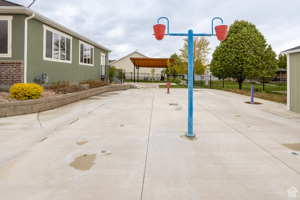 View of basketball court with fence
