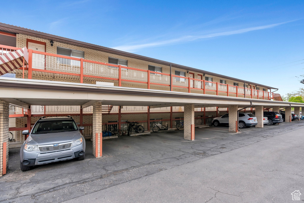 View of covered parking lot