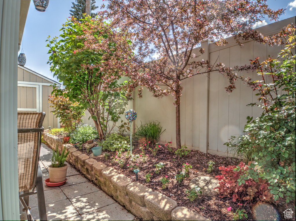 View of yard featuring a fenced backyard