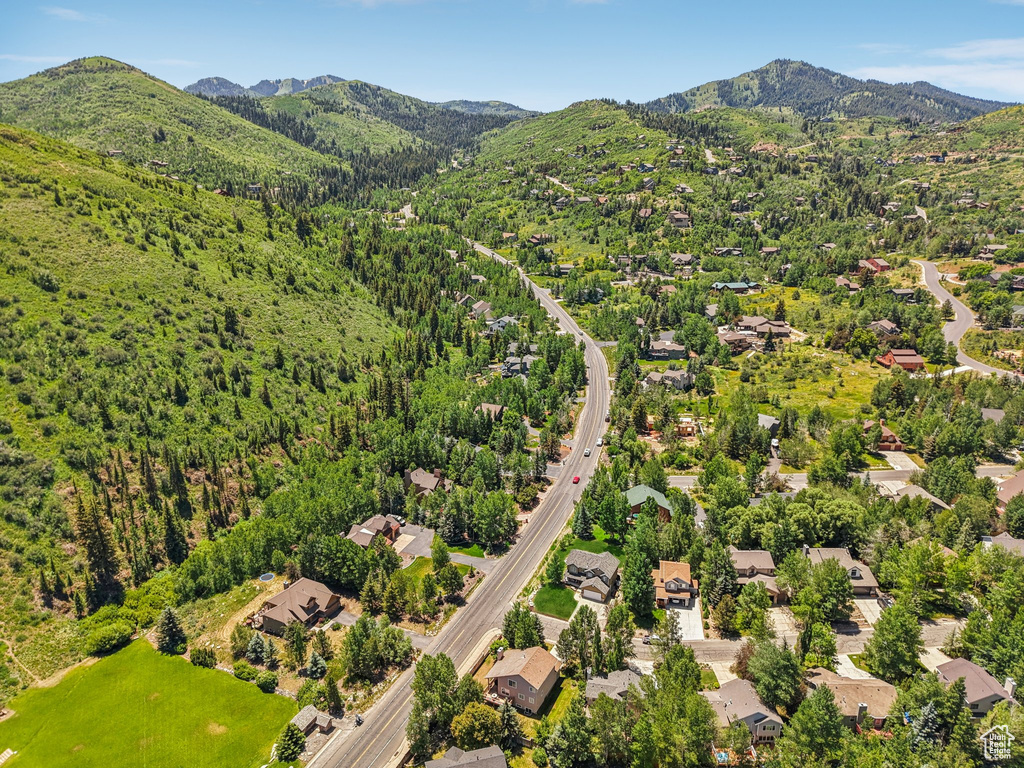 Aerial view of a mountainous background