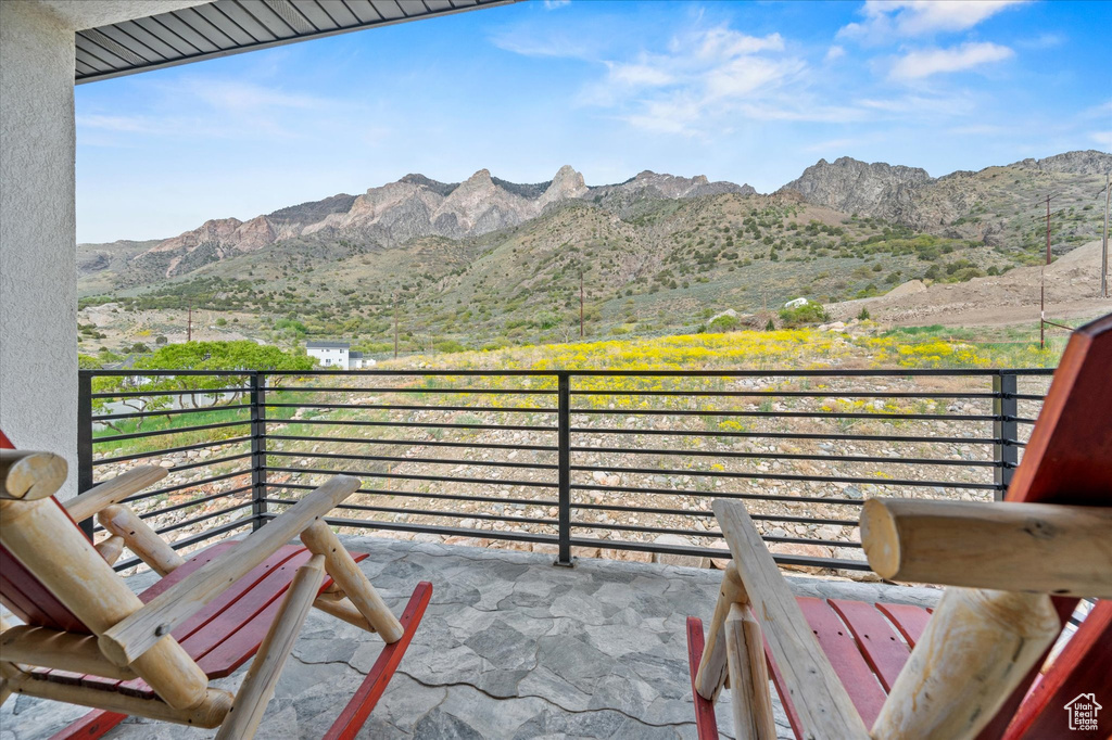 Balcony with a mountain view