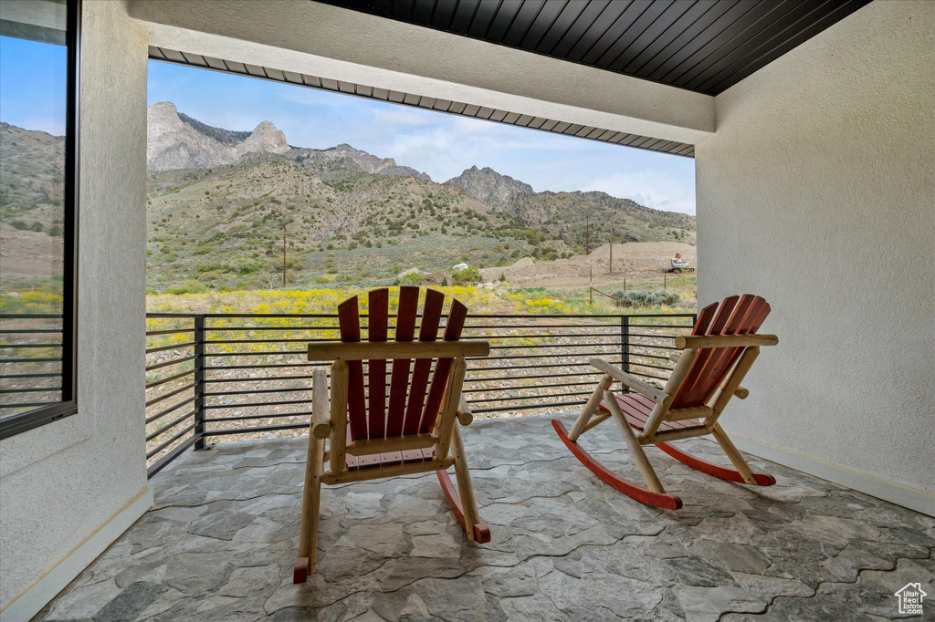 Balcony with a mountain view