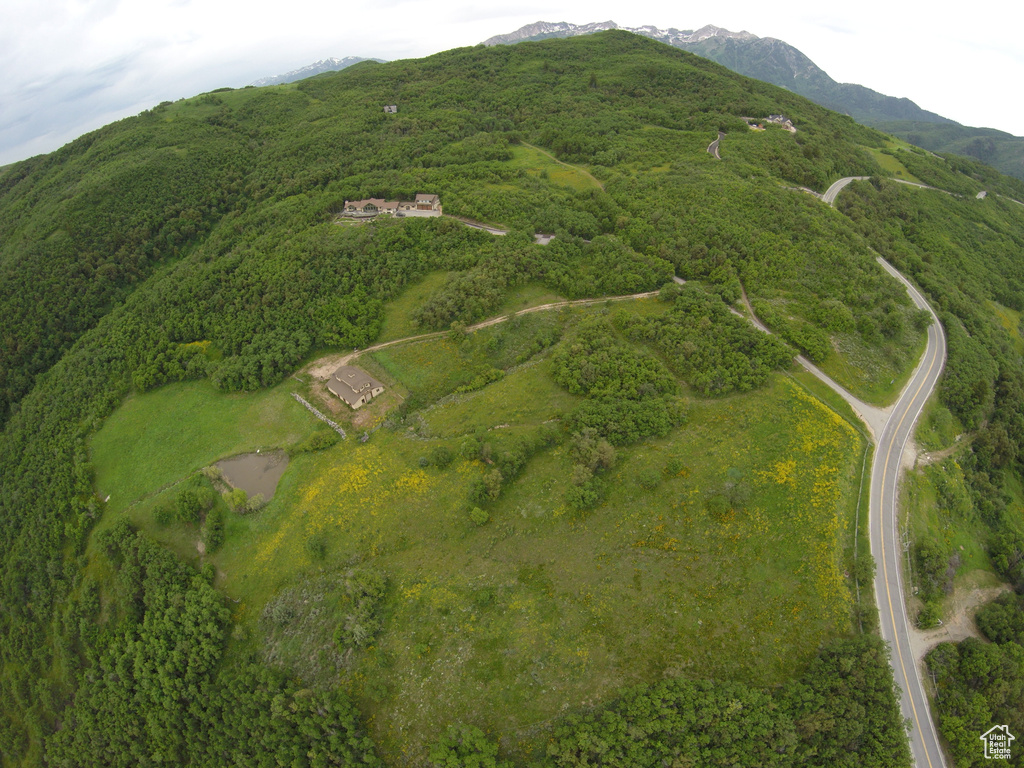 Aerial view with a mountain view