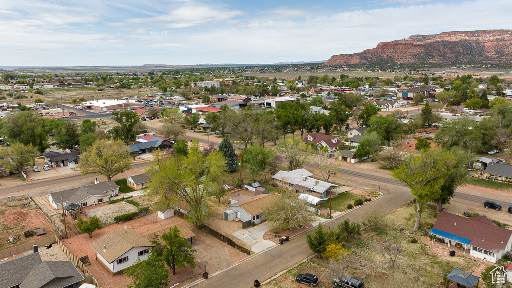Aerial view featuring a residential view and a mountain view