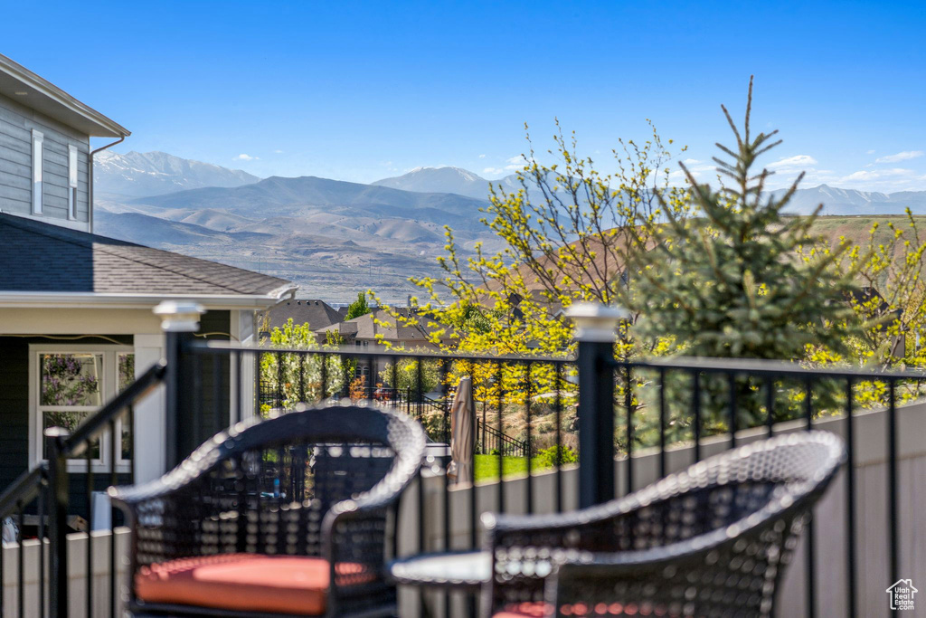 Balcony with a mountain view
