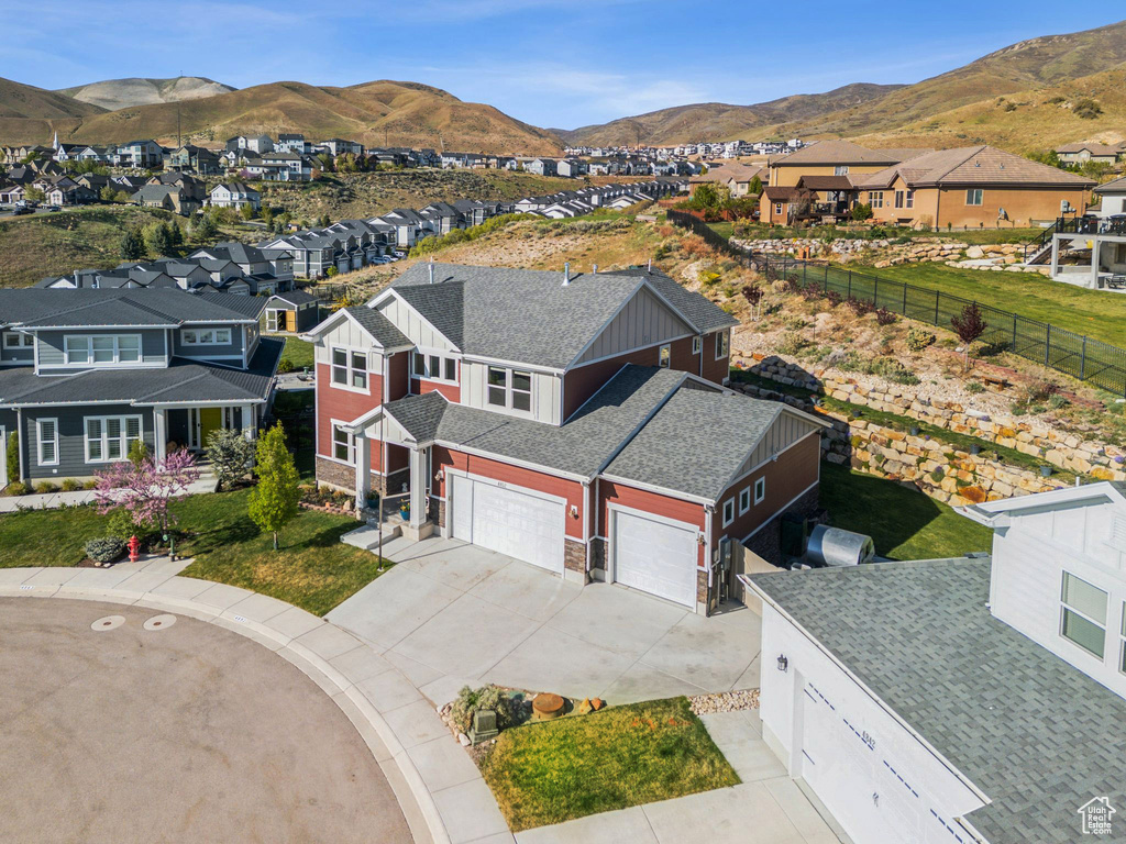 Aerial view with a mountain view and a residential view