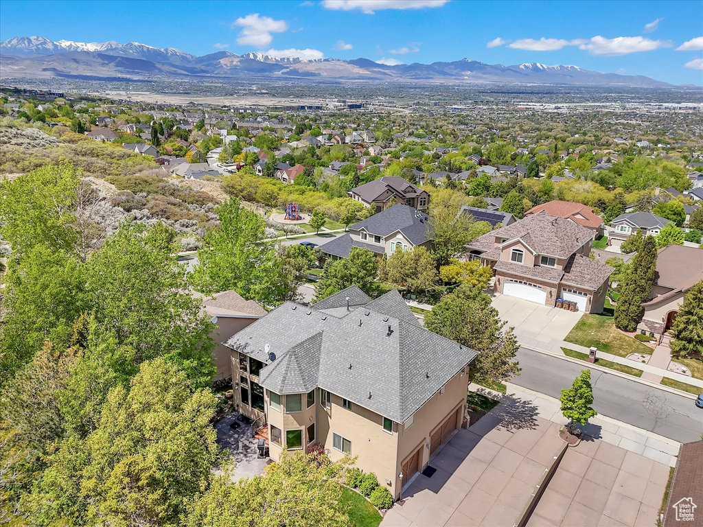 Drone / aerial view with a mountain view