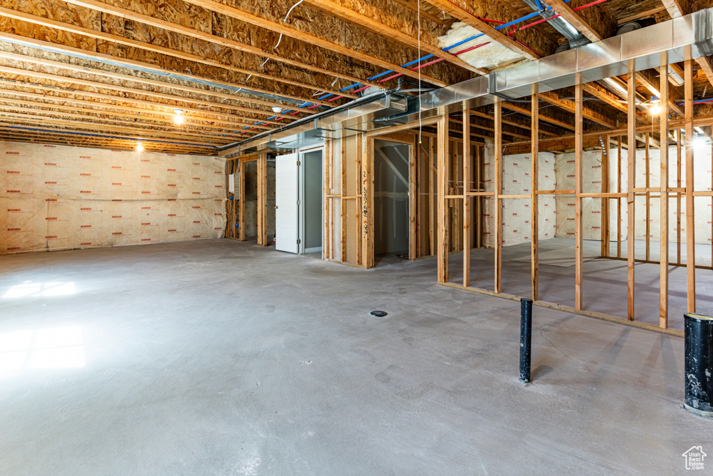 View of unfinished basement