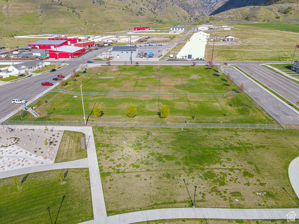 Aerial view featuring a mountain view