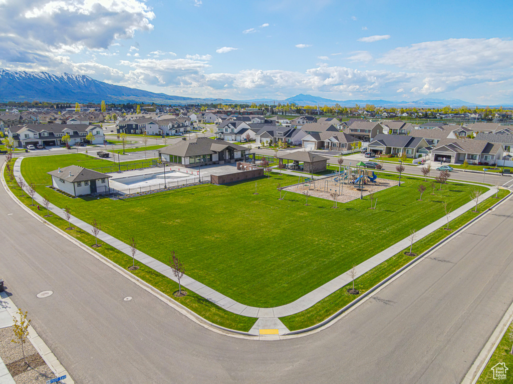 Aerial view with a mountain view and a residential view
