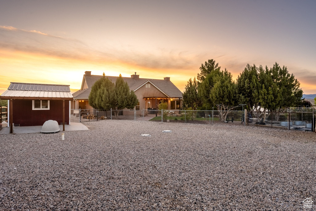 Exterior space with a fenced backyard