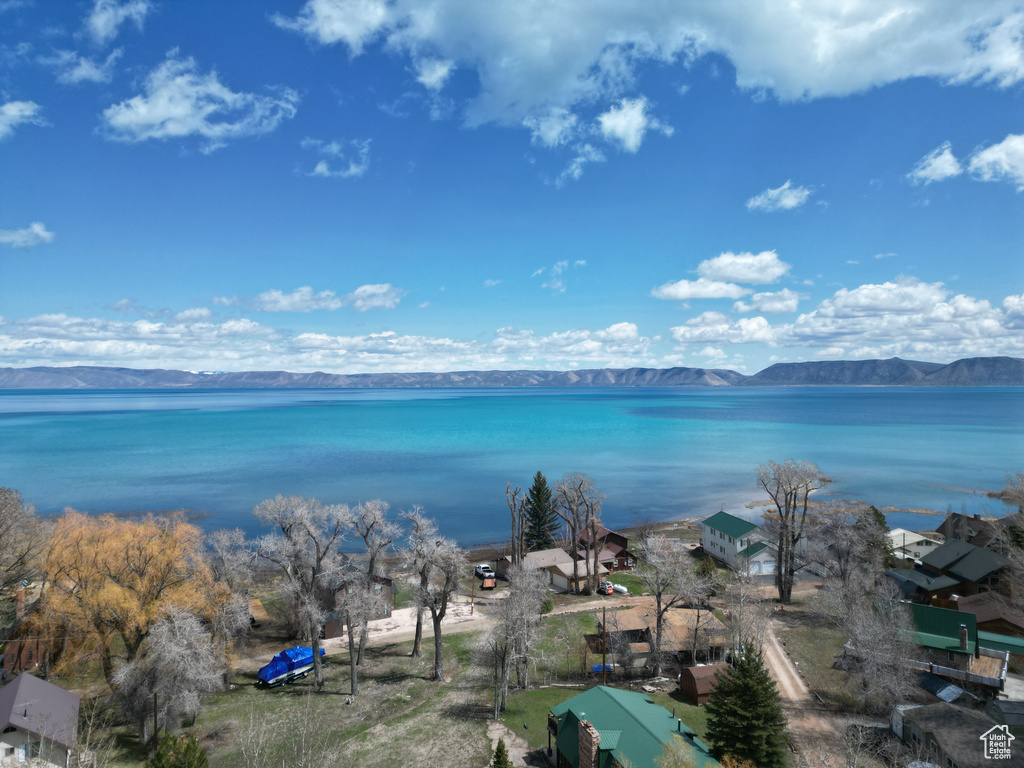 Water view with a mountain view