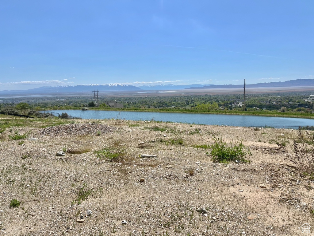 View of water feature featuring a mountain view
