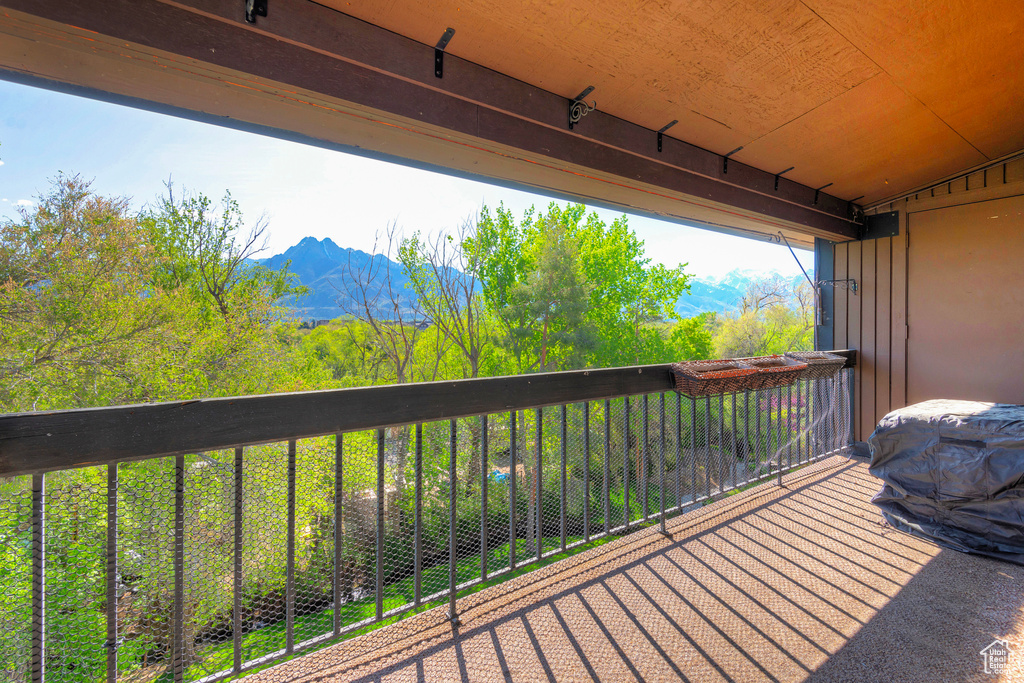 Deck featuring a mountain view