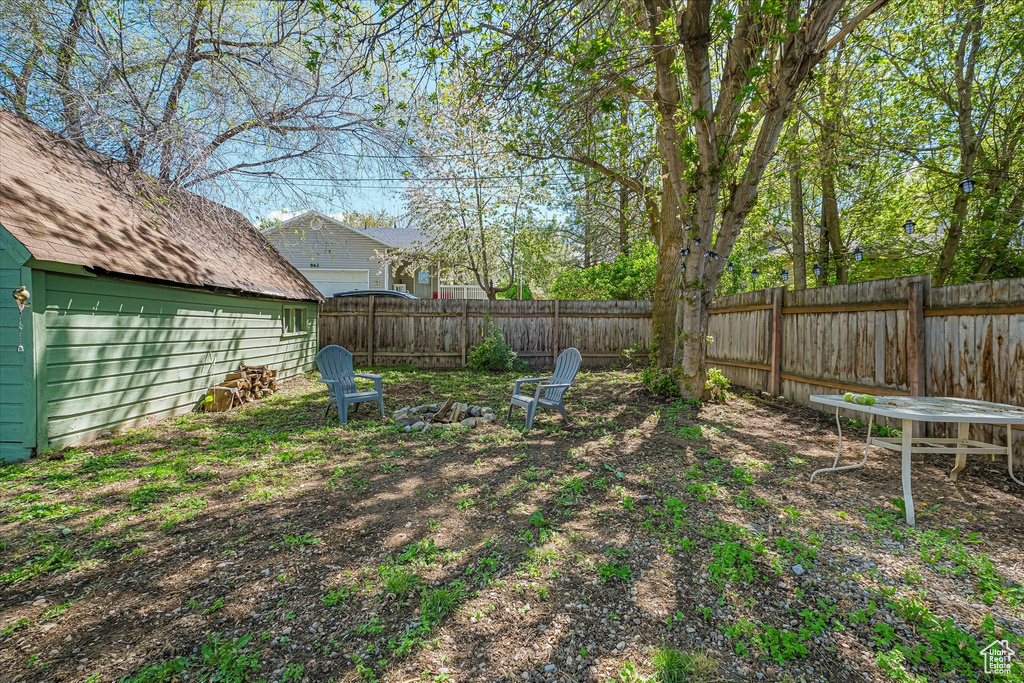 View of yard featuring a fenced backyard