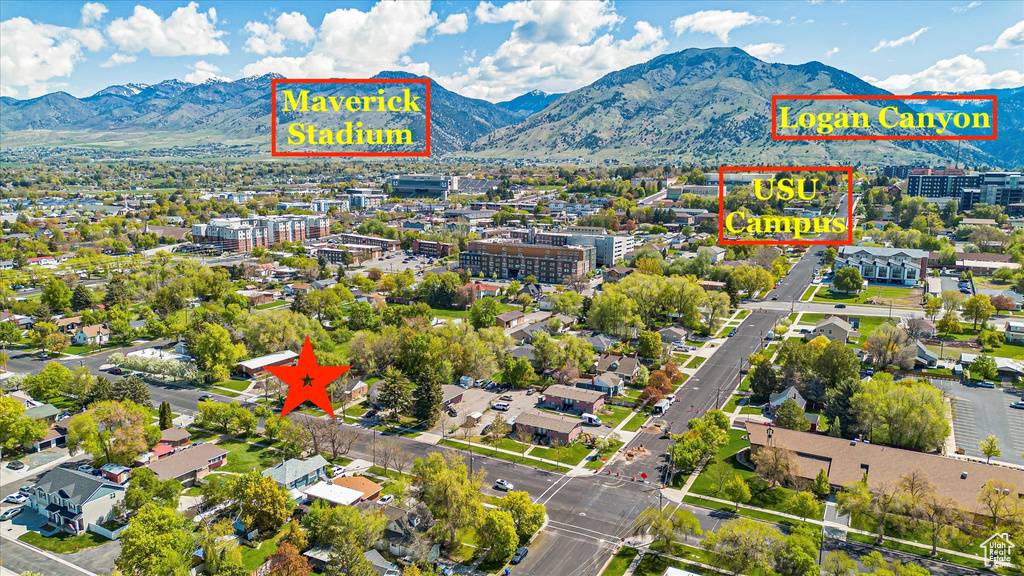 Birds eye view of property featuring a mountain view