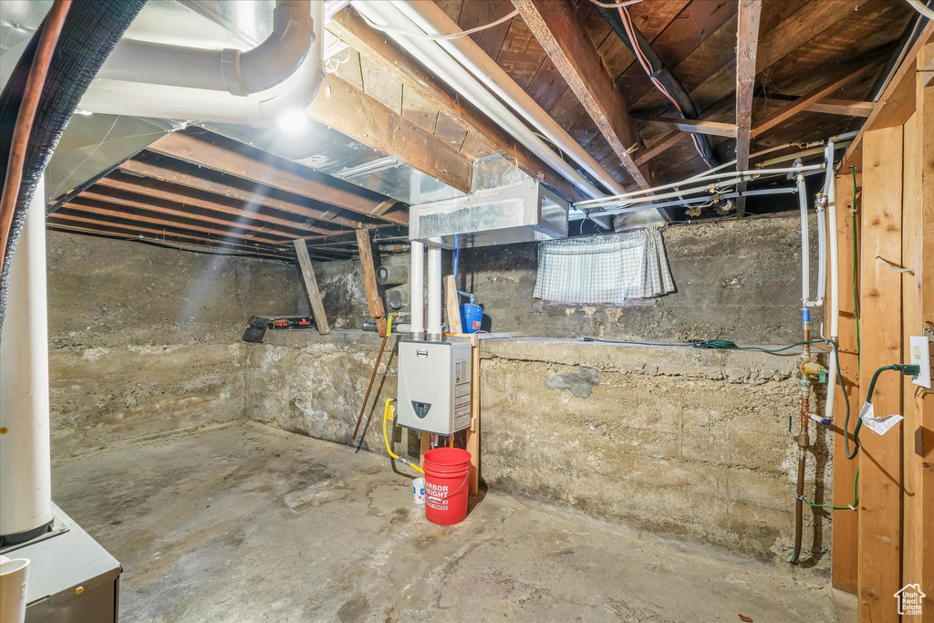 View of unfinished basement
