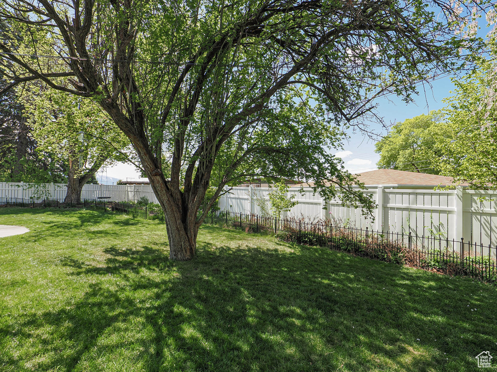 View of yard featuring a fenced backyard