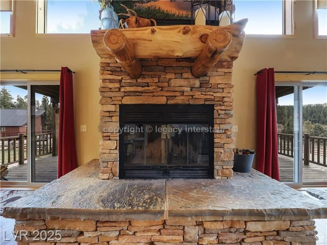 Interior details featuring a fireplace
