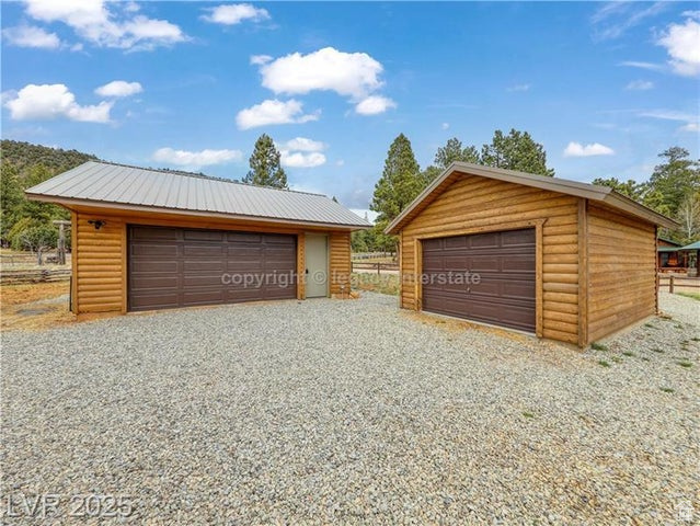 View of detached garage
