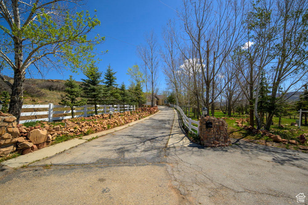 View of street featuring aphalt driveway
