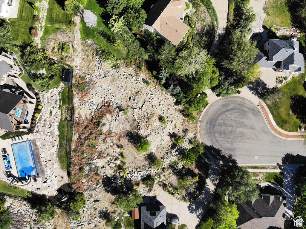 Bird's eye view with a residential view