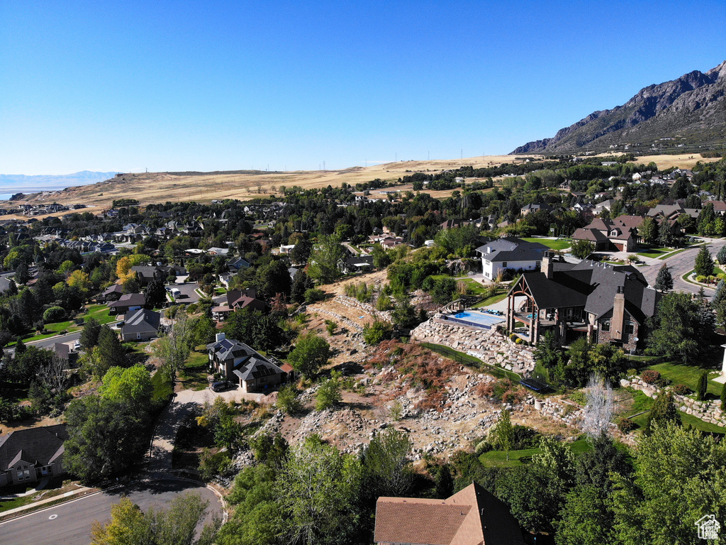 Aerial view with a residential view and a mountain view