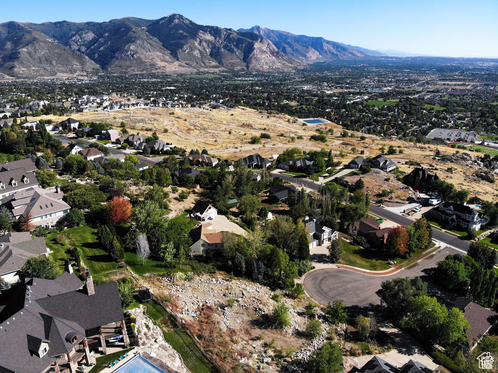 Aerial view with a mountain view and a residential view