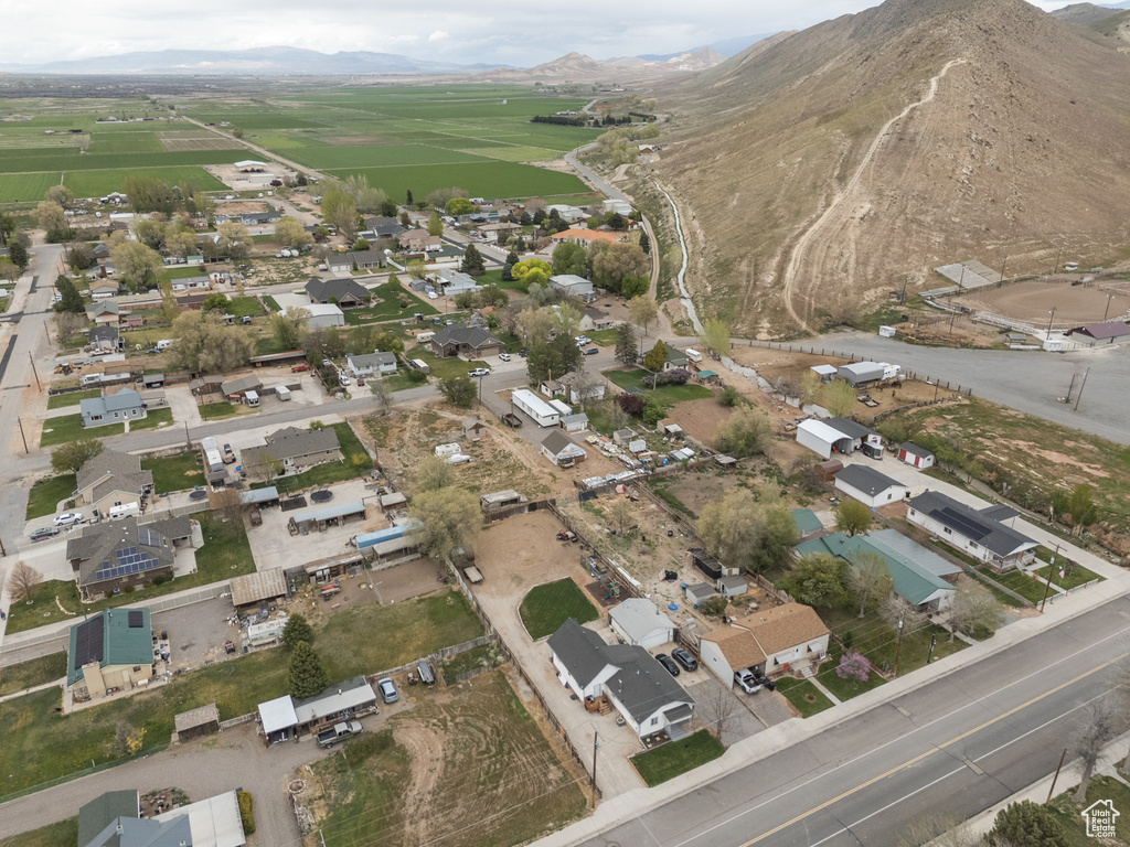 Drone / aerial view with a mountain view and a residential view