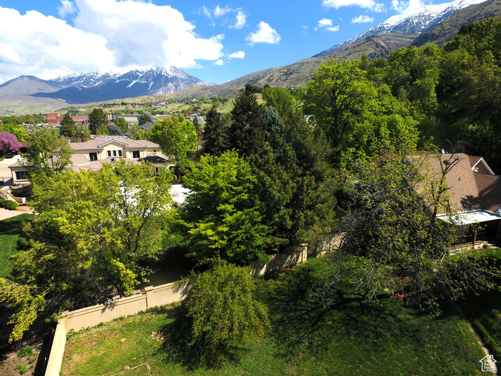 Drone / aerial view with a mountain view