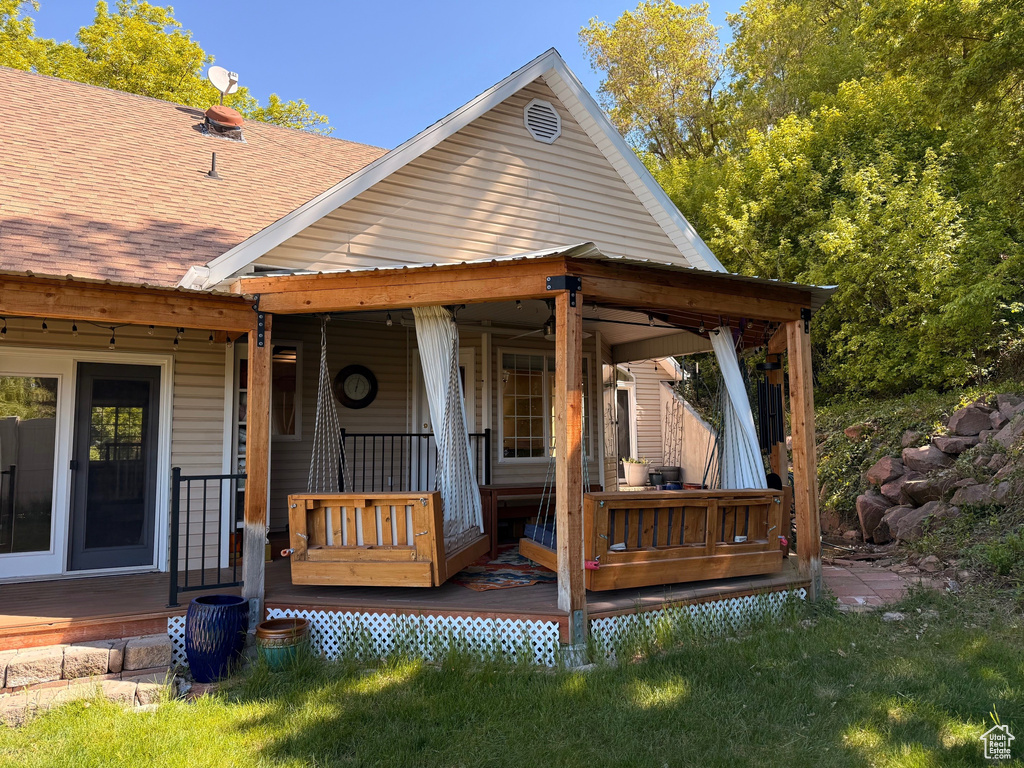 View of wooden deck
