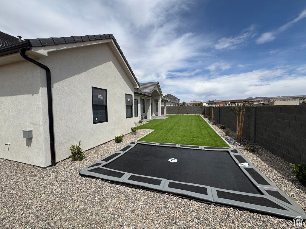 Exterior space with a fenced backyard