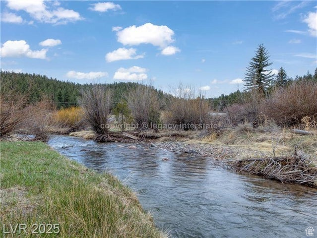 Property view of water with a forest view