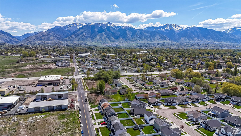 Aerial view with a mountain view and a residential view