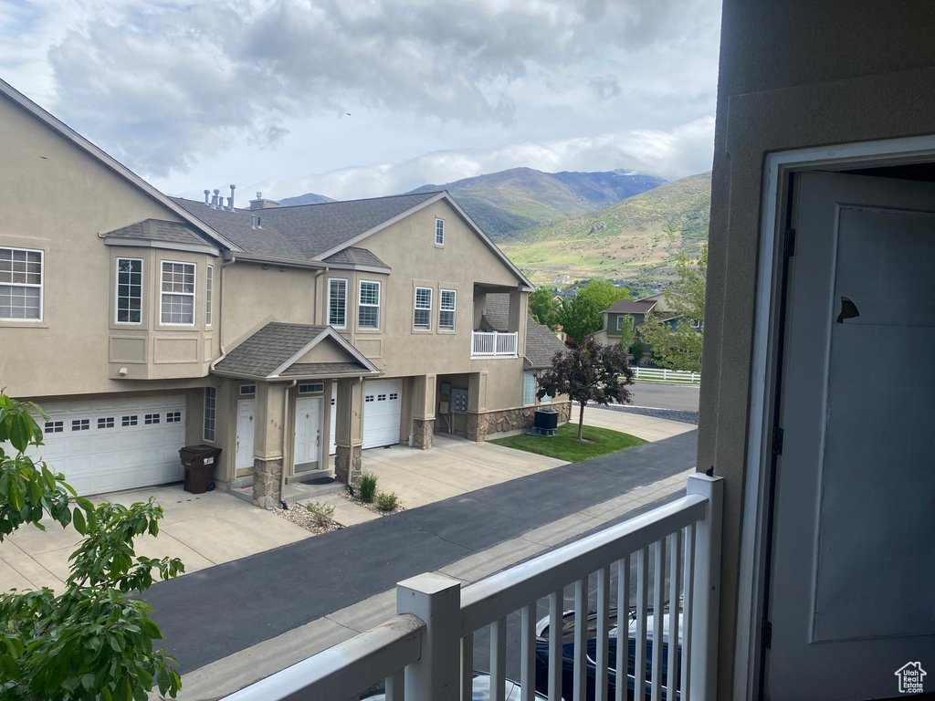 Exterior space featuring a mountain view