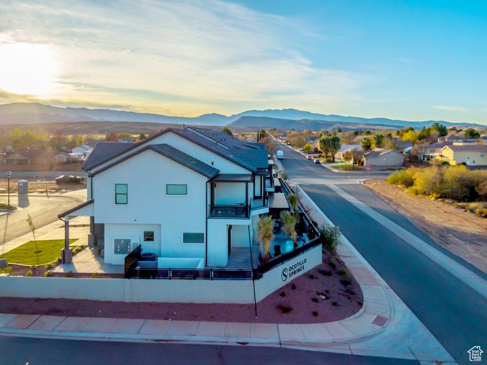 Bird's eye view with a mountain view and a residential view