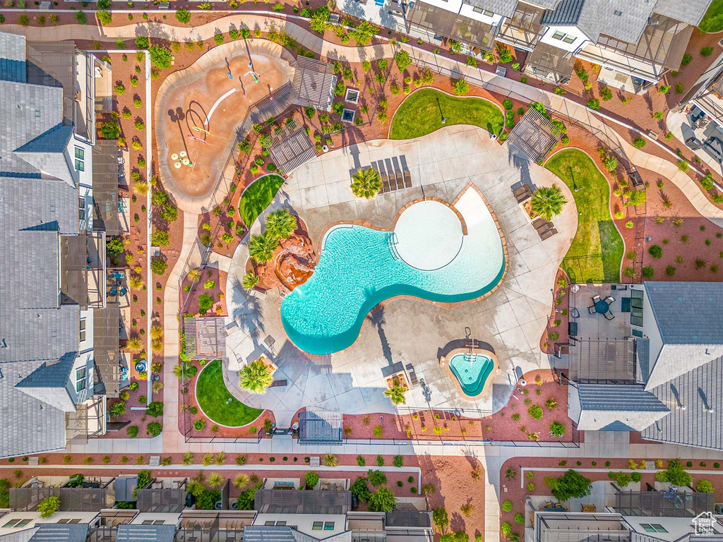 Bird's eye view of a pool