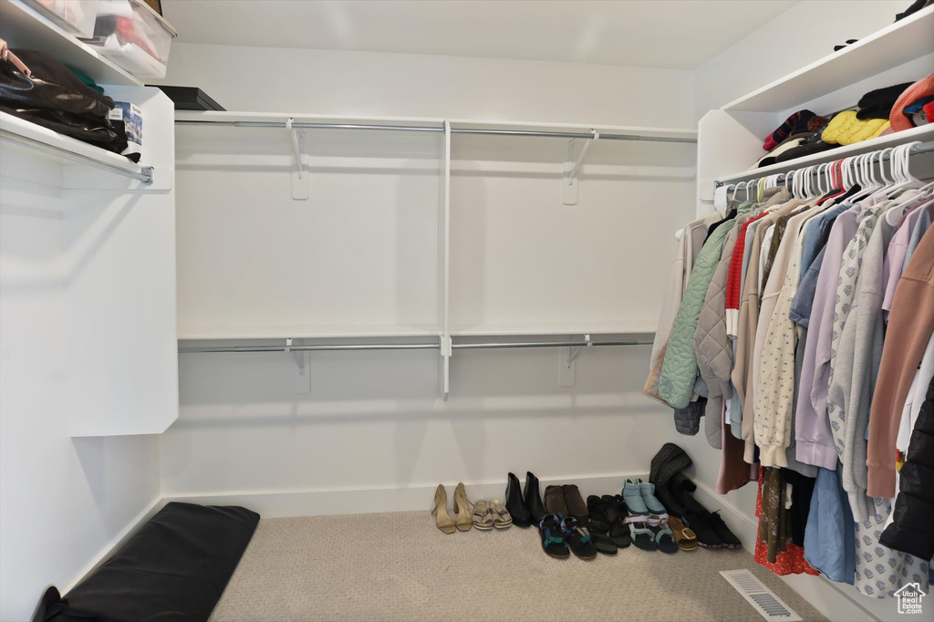Walk in closet featuring carpet floors and visible vents