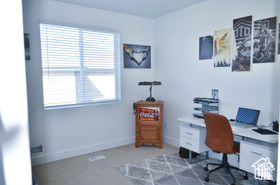 Office area with baseboards