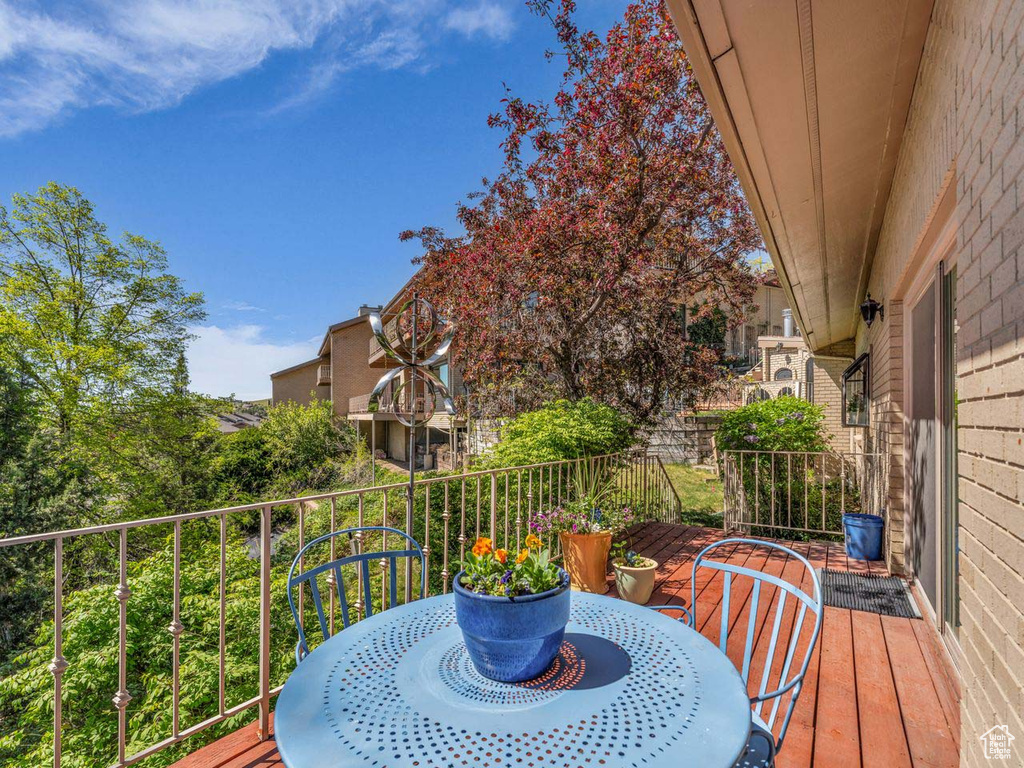Wooden deck with outdoor dining area